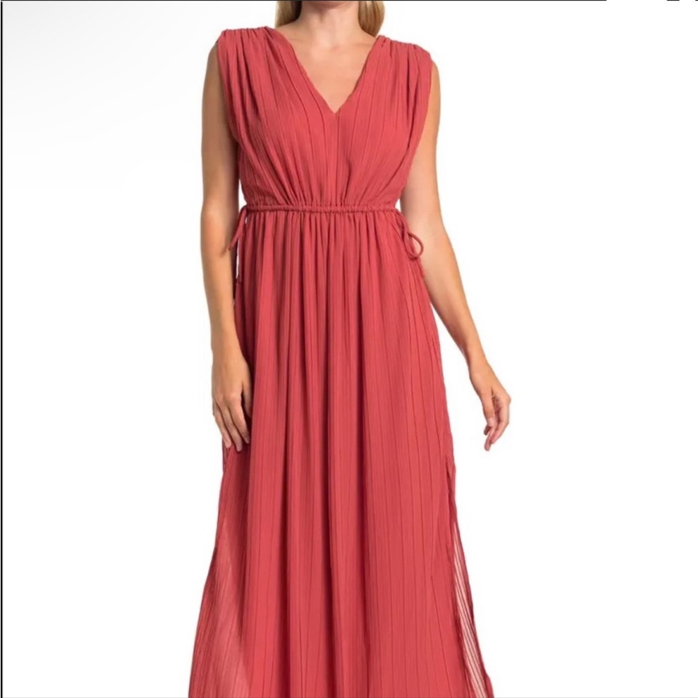 EUC | Astr the Label | Tie Waist Pleated Dress in “Clay” | Size Medium